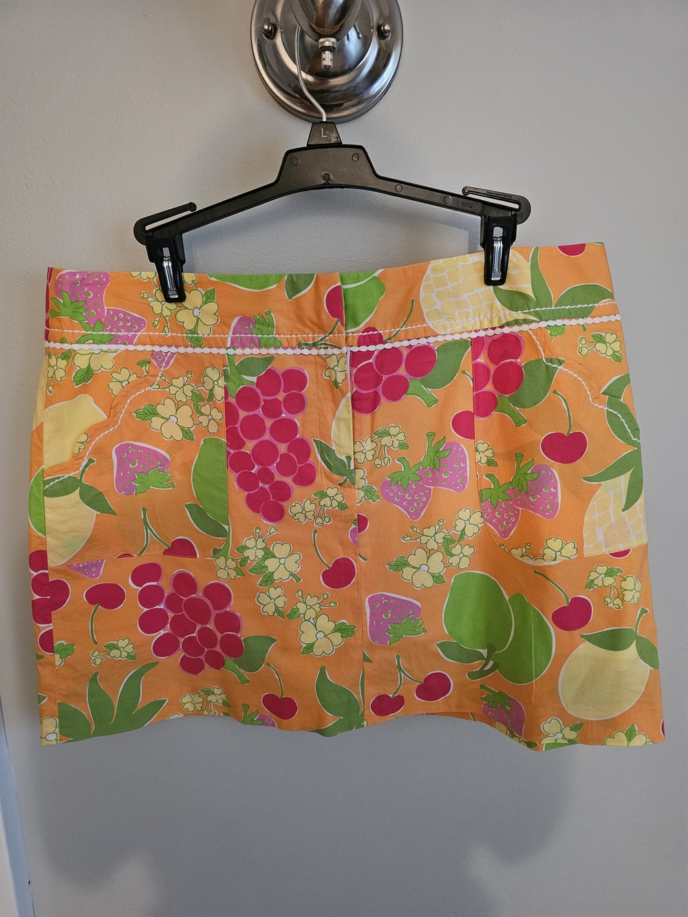 GUC Lilly Pulitzer Orange Fruit Print Mini Skirt With Built in Shorts Size 12